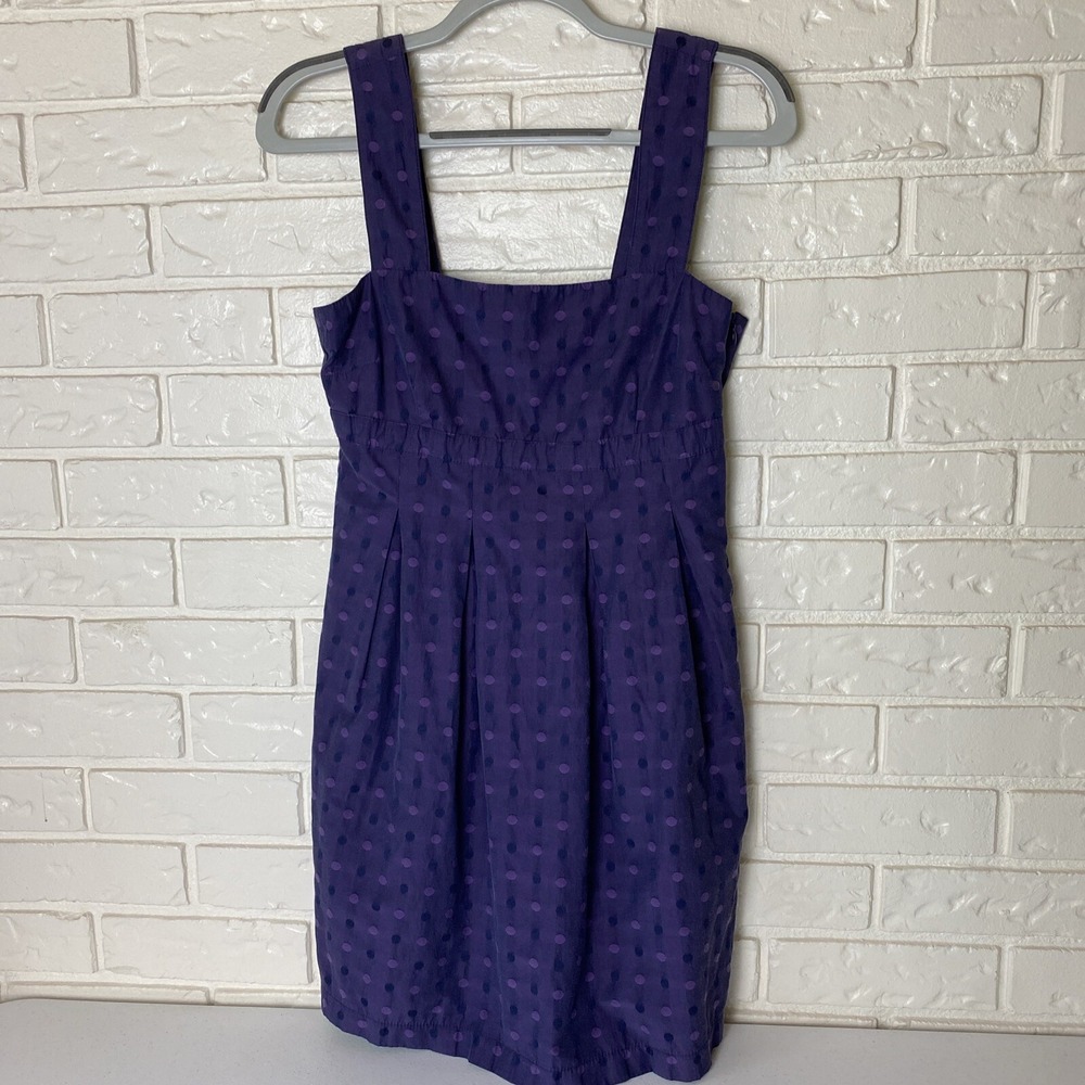 Divided By H&M Sun Dress Women's Size 8 Short Purple Polka Dots Wide Straps Zips